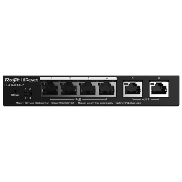 Комутатор 4 порти керований Ruijie Reyee RG-ES206GC-P PoE Комутатор 4 порти керований Ruijie Reyee RG-ES206GC-P PoE