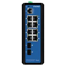 Комутатор 10 портів керований EW-PIS2710M-8FE для управління PoE мережами, 8x10/100M, 2x1000M SFP, IP40, для промислових умов експлуатації