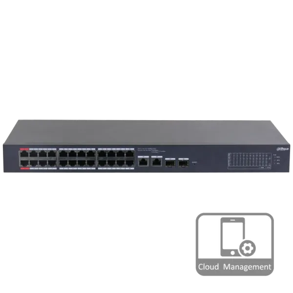 Керований комутатор 24 порти Dahua DH-CS4226-24ET-375 PoE для організації мережі з підтримкою живлення PoE до 375 Вт Керований комутатор 24 порти Dahua DH-CS4226-24ET-375 PoE для організації мережі з підтримкою живлення PoE до 375 Вт