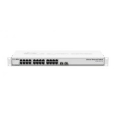 Комутатор 24 порти керований MikroTik CSS326-24G-2S+RM для організації мережі з підтримкою PoE та швидкісного з'єднання SFP