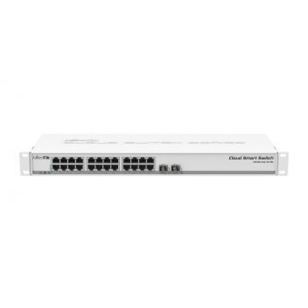 Комутатор 24 порти керований MikroTik CSS326-24G-2S+RM для організації мережі з підтримкою PoE та швидкісного з'єднання SFP Комутатор 24 порти керований MikroTik CSS326-24G-2S+RM для організації мережі з підтримкою PoE та швидкісного з'єднання SFP