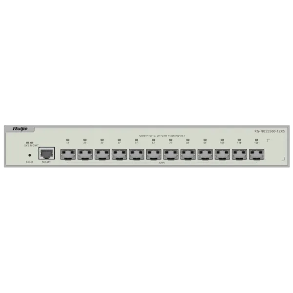 Комутатор 12-портовий 10G SFP+ керований L3 RG-NBS5500-12XS для високошвидкісних мереж з комутаційною здатністю 240 Гбіт/с та живленням 100-240В Комутатор 12-портовий 10G SFP+ керований L3 RG-NBS5500-12XS для високошвидкісних мереж з комутаційною здатністю 240 Гбіт/с та живленням 100-240В