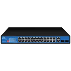 Комутатор 24 порти некерований EW-ES2028CF-AP PoE для організації мережевої інфраструктури з віддаленим керуванням та підтримкою PoE