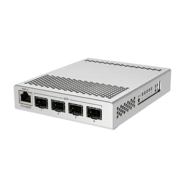Коммутатор 5 портов управляемый MikroTik CRS305-1G-4S+IN для построения сетевой инфраструктуры с поддержкой PoE, 4 порта SFP+, процессор 800 МГц, RAM 512 Мб Коммутатор 5 портов управляемый MikroTik CRS305-1G-4S+IN для построения сетевой инфраструктуры с поддержкой PoE, 4 порта SFP+, процессор 800 МГц, RAM 512 Мб