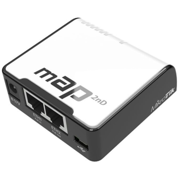 Точка доступу Wi-Fi 2-портова MikroTik mAP (RBmAP2nD) для домашнього використання, RouterOS, 650 МГц, 64 Мб RAM, PoE підтримка, для стабільного з'єднання 2,4 ГГц Точка доступу Wi-Fi 2-портова MikroTik mAP (RBmAP2nD) для домашнього використання, RouterOS, 650 МГц, 64 Мб RAM, PoE підтримка, для стабільного з'єднання 2,4 ГГц
