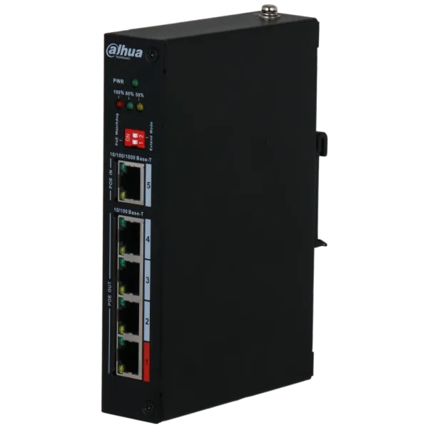 PoE розширювач DH-PFT1500 для IP камер і відеоспостереження, 4x RJ45 10/100M, 1x RJ45 10/100/1000M, бюджет 90 Вт, до 250 метрів передачі PoE розширювач DH-PFT1500 для IP камер і відеоспостереження, 4x RJ45 10/100M, 1x RJ45 10/100/1000M, бюджет 90 Вт, до 250 метрів передачі