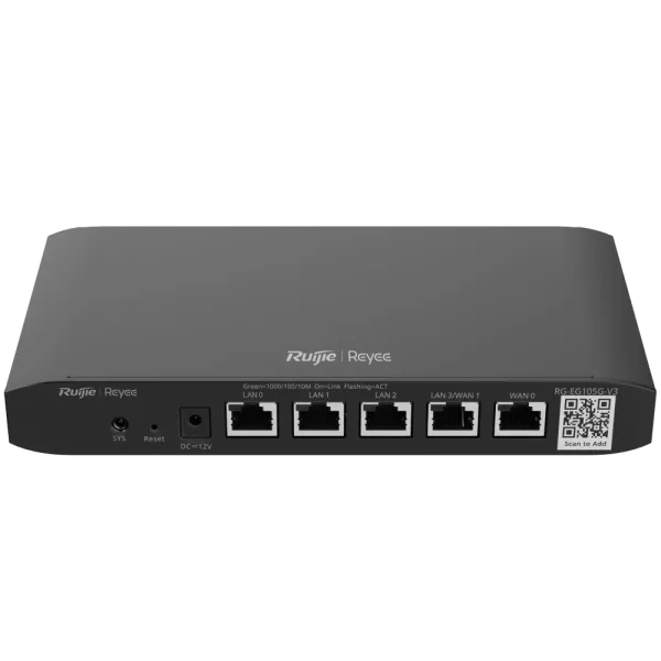Маршрутизатор Ruijie Reyee RG-EG105G-V3 с 4 портами для стабильного интернет-соединения и высокой скорости передачи данных до 1000 Мбит/с Маршрутизатор Ruijie Reyee RG-EG105G-V3 с 4 портами для стабильного интернет-соединения и высокой скорости передачи данных до 1000 Мбит/с