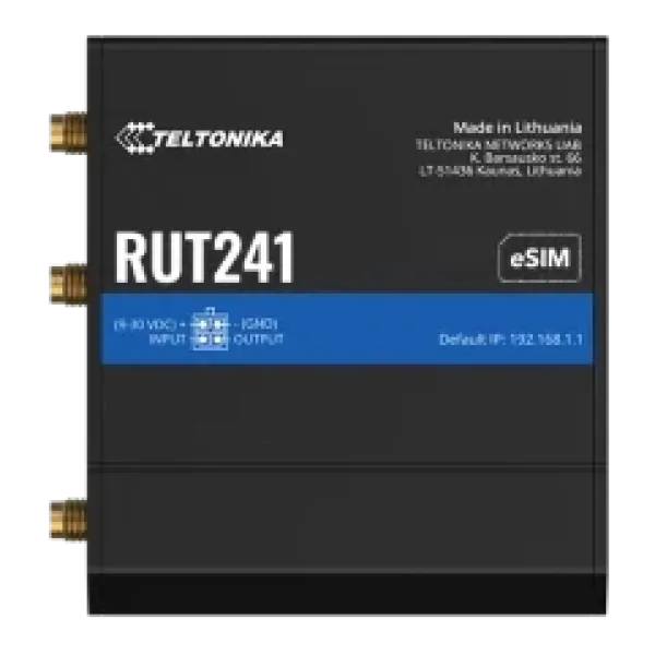 Маршрутизатор промышленный Teltonika RUT241 4G LTE Wi‑Fi eSIM с WAN/LAN, динамической маршрутизацией и резервированием канала для удаленного мониторинга Маршрутизатор промышленный Teltonika RUT241 4G LTE Wi‑Fi eSIM с WAN/LAN, динамической маршрутизацией и резервированием канала для удаленного мониторинга