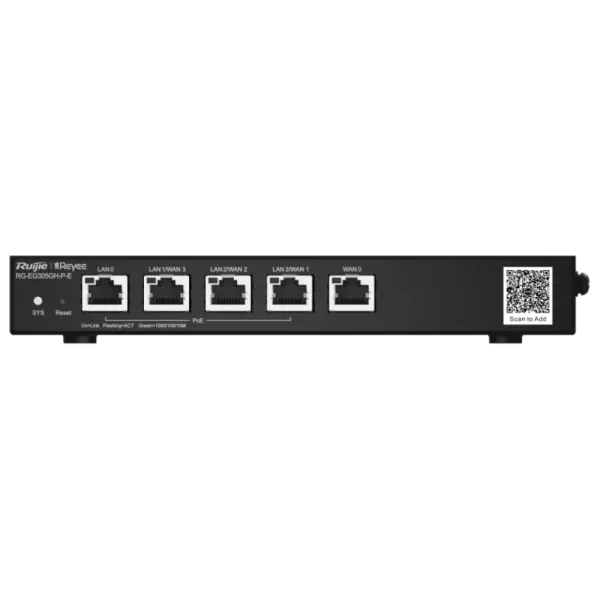 Маршрутизатор PoE Ruijie Reyee RG-EG305GH-P-E для офісної мережі з хмарним керуванням та VPN швидкістю 1,5 Гбіт/с для віддалених працівників Маршрутизатор PoE Ruijie Reyee RG-EG305GH-P-E для офісної мережі з хмарним керуванням та VPN швидкістю 1,5 Гбіт/с для віддалених працівників