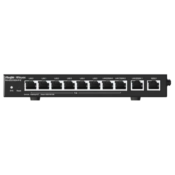 Маршрутизатор Ruijie Reyee RG-EG310GH-P-E 10-портовий PoE з хмарним керуванням Маршрутизатор Ruijie Reyee RG-EG310GH-P-E 10-портовий PoE з хмарним керуванням