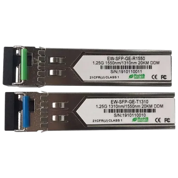 Модуль SFP (комплект 2шт) Ewind EW-SFP-GE-T1310 / EW-SFP-GE-R1550 1.25G, Single-mode single Fiber, 20km, LC connector, Tx1310/Rx1550nm : 1310nm is transmitter,1550nm is receiver Модуль SFP (комплект 2шт) Ewind EW-SFP-GE-T1310 / EW-SFP-GE-R1550 1.25G, Single-mode single Fiber, 20km, LC connector, Tx1310/Rx1550nm : 1310nm is transmitter,1550nm is receiver