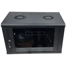 Шкаф 19" EServer 6U черный стеклянный для установки оборудования, максимальная нагрузка 50кг, вентиляция для эффективного охлаждения, размеры 350х600х285 мм