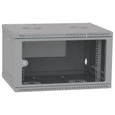 Шафа телекомунікаційна двері скло (сіра) IPCOM 6U 600x600