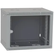 Шафа телекомунікаційна двері скло (сіра) IPCOM 9U 600x600