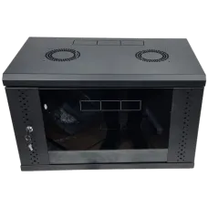 Шкаф EServer 6U 600x500x370 с стеклянной дверцей черный для организации оборудования 19" системы управления и телекоммуникаций
