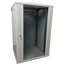 Шкаф серверный 15U 600x600 с рабочей глубиной 450 мм для установки оборудования, стеклянные двери, серая конструкция 19"