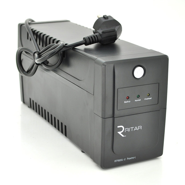 ИБП Ritar RTP800L-U 480Вт Proxima-L для компьютеров и периферии, LED-индикация, AVR 2 ступени, USB, 2 розетки Schuko