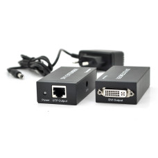 Активний подовжувач DVI 60m по кручений парі через RJ-45 для високоякісної відеопередачі чорного кольору в упаковці BOX