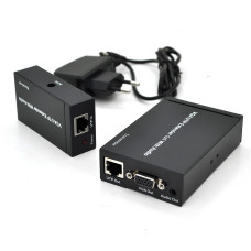 Активний подовжувач VGA до 300м по витій парі Cat5e/6e, 1080P для бізнесу та навчання, чорний, у коробці