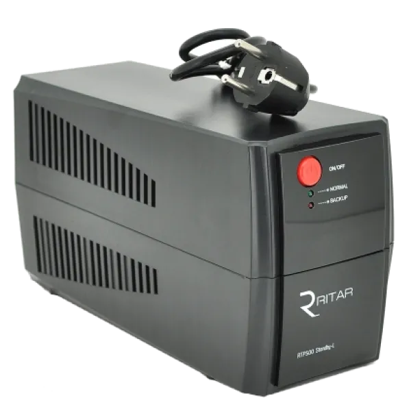 Источник бесперебойного питания Ritar RTP500 Standby-L 500ВА для видеонаблюдения и сетевого оборудования, 300Вт, 2 розетки Schuko