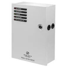 Джерело безперебійного живлення Kraft PSU-1210/16CH 12В 10А з місцем під АКБ 18А·год на 16 каналів для систем відеоспостереження