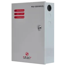 Блок живлення Kraft PSU-1205/8CH(B) 12В 5А для систем безперебійного живлення та відеоспостереження з 8 каналами і захистом від короткого замикання