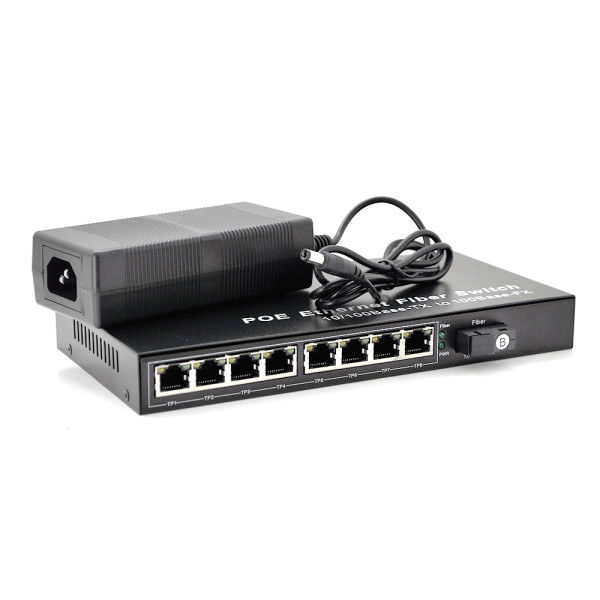 Комутатор POE із вбудованим SFP (B) 48V-57V, 8 портів PoE + 1 порт Ethernet FX 155 Мбіт/с (UP-Link) SC/FC/ST 1550nm, 802.3af, Black, БП у комплекті Комутатор POE із вбудованим SFP (B) 48V-57V, 8 портів PoE + 1 порт Ethernet FX 155 Мбіт/с (UP-Link) SC/FC/ST 1550nm, 802.3af, Black, БП у комплекті