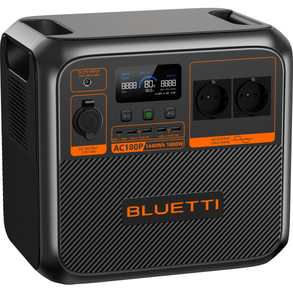 Портативная электростанция Bluetti AC180P 1440 Вт·ч для автономного электроснабжения кемпинга, автодома и дачи Портативная электростанция Bluetti AC180P 1440 Вт·ч для автономного электроснабжения кемпинга, автодома и дачи