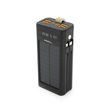 Повербанк ACL PW-90 30000mAh solar для зарядки смартфонов и планшетов с кабелями Type-C и Lightning Black