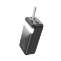 Портативный зарядный блок Power Bank HOCO J86B 60000mAh, 4USB+2Type-C+Lightning+micro, 22.5W+PD20W, с фонариком, Black, для путешествий и зарядки устройств