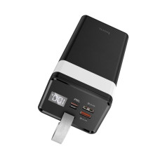 Портативный зарядное устройство Power Bank HOCO J86 40000mAh для зарядки смартфонов и планшетов, 2USB+Type-C+micro, PD20W, фонарик, черный, 0.790kg