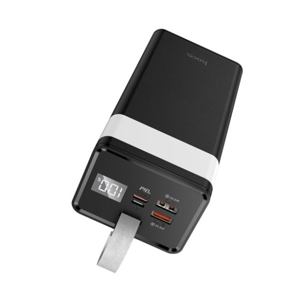 Портативный зарядное устройство Power Bank HOCO J86 40000mAh для зарядки смартфонов и планшетов, 2USB+Type-C+micro, PD20W, фонарик, черный, 0.790kg