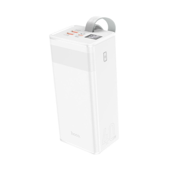 Портативный зарядное устройство Power Bank HOCO J86 40000mAh для смартфонов, планшетов, 2USB+Type-C+micro, PD20W, фонарик, белый, 0.790kg