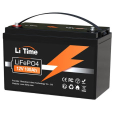 Акумуляторна батарея LiFePO4 Li-TIME 12.8V 100Ач 1280Wh з Bluetooth та BMS100A для сонячних систем і будинку на колесах