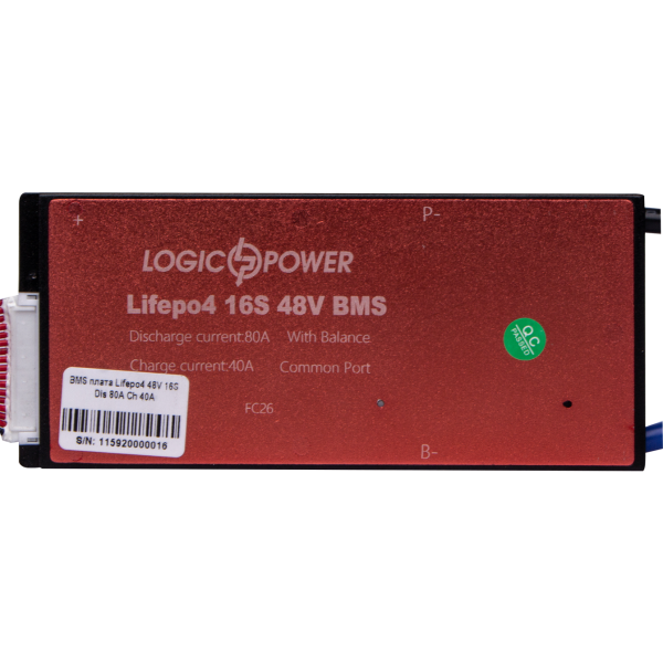 BMS плата LiFePO4 48V 16S Dis 80A Ch 40A для контролю та балансування акумуляторних батарей BMS плата LiFePO4 48V 16S Dis 80A Ch 40A для контролю та балансування акумуляторних батарей