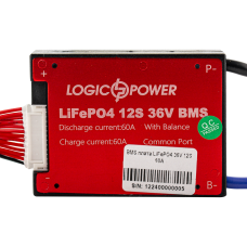BMS плата LiFePO4 36V 12S Dis 60A Ch 30A для управління та балансування акумуляторних батарей з індивідуальним контролем напруги та струму