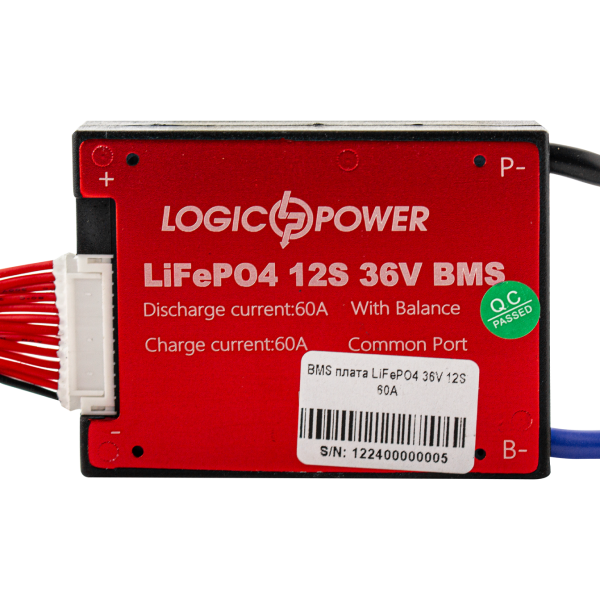BMS плата LiFePO4 36V 12S Dis 60A Ch 30A для управления и балансировки аккумуляторов с контролем напряжения и тока