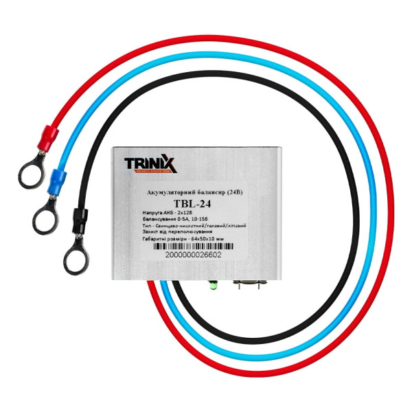 Акумуляторний балансир Trinix TBL-24 для вирівнювання заряду 12 В акумуляторів з струмом балансування до 5 А та світлодіодною індикацією Акумуляторний балансир Trinix TBL-24 для вирівнювання заряду 12 В акумуляторів з струмом балансування до 5 А та світлодіодною індикацією
