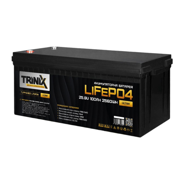 Акумуляторна батарея літій-залізо-фосфатна 25.6В 100А*год TLFP-24100 Ultra LiFePO4 з Bluetooth для моніторингу та керування параметрами батареї Акумуляторна батарея літій-залізо-фосфатна 25.6В 100А*год TLFP-24100 Ultra LiFePO4 з Bluetooth для моніторингу та керування параметрами батареї