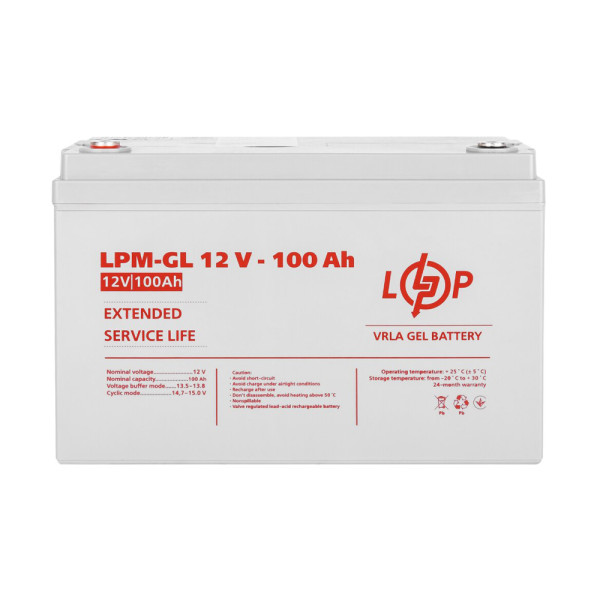 Акумулятор гелевий LogicPower 12В 100А·год (LPM-GL 12V - 100 Ah) GEL Акумулятор гелевий LogicPower 12В 100А·год (LPM-GL 12V - 100 Ah) GEL