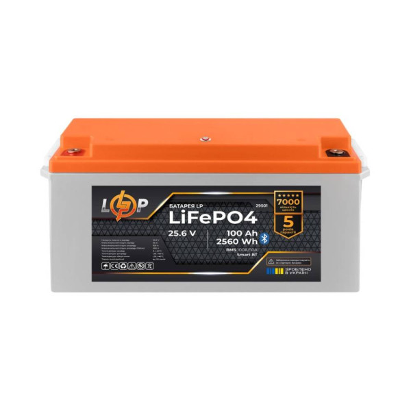 Акумулятор LiFePO4 25,6V 100 Ah для резервного живлення з Bluetooth моніторингом та BMS 100A/50A, без обслуговування, екологічний та безпечний Акумулятор LiFePO4 25,6V 100 Ah для резервного живлення з Bluetooth моніторингом та BMS 100A/50A, без обслуговування, екологічний та безпечний