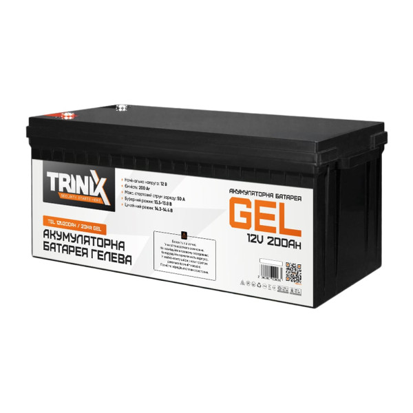 Акумуляторна батарея гелева 12В 200Аг Trinix TGL12V200Ah/20Hr GEL для забезпечення енергоживлення систем безпеки та відеоспостереження Акумуляторна батарея гелева 12В 200Аг Trinix TGL12V200Ah/20Hr GEL для забезпечення енергоживлення систем безпеки та відеоспостереження