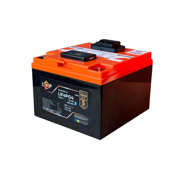 Акумулятор LP LiFePO4 12,8V - 32 Ah (410Wh) (BMS 40А/32A) пластик LCD USB Smart BT Акумулятор LP LiFePO4 12,8V - 32 Ah (410Wh) (BMS 40А/32A) пластик LCD USB Smart BT