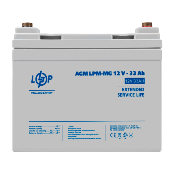 Аккумулятор мультигелевый LPM-MG 12V - 33 Ah для систем видеонаблюдения и охранных сигнализаций