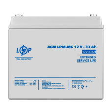 Акумулятор мультигелевий LPM-MG 12V - 33 Ah для безперебійного живлення, систем відеоспостереження та охоронних сигналізацій