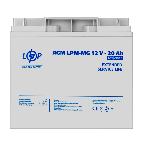 Мультигелевий акумулятор LPM-MG 12V 20 Ah для відеореєстраторів та систем безперебійного живлення Мультигелевий акумулятор LPM-MG 12V 20 Ah для відеореєстраторів та систем безперебійного живлення
