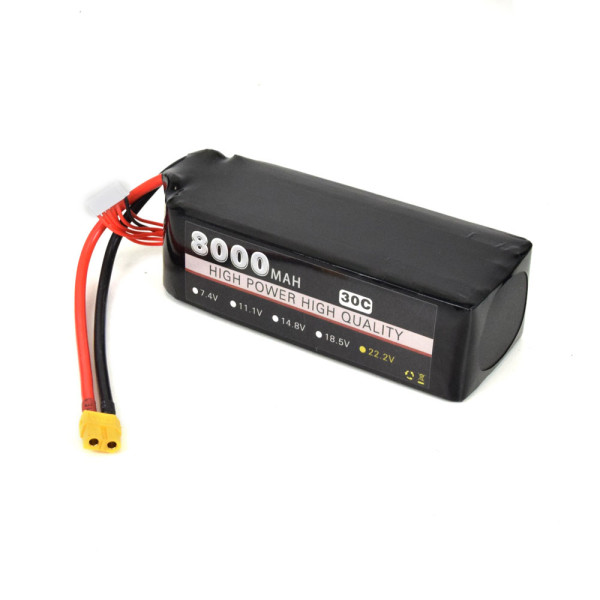 Акумуляторна батарея LiPo 8000 mAh 22.2V 30C для дронів та радіокерованих моделей з високою ємністю і стабільною продуктивністю Акумуляторна батарея LiPo 8000 mAh 22.2V 30C для дронів та радіокерованих моделей з високою ємністю і стабільною продуктивністю