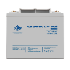 Акумулятор AGM мультигелевий LPM-MG 12V 40Ah для систем безперебійного живлення та відеонагляду, універсальне джерело живлення з тривалим терміном служби