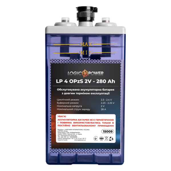 Акумуляторна батарея LP 40OPzS 2V - 280 Ah для систем резервного енергозабезпечення в телекомунікаціях та аварійному освітленні Акумуляторна батарея LP 40OPzS 2V - 280 Ah для систем резервного енергозабезпечення в телекомунікаціях та аварійному освітленні