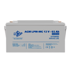 Акумулятор AGM мультигелевий LPM-MG 12V 65 Ah для систем безперебійного живлення та аварійного освітлення